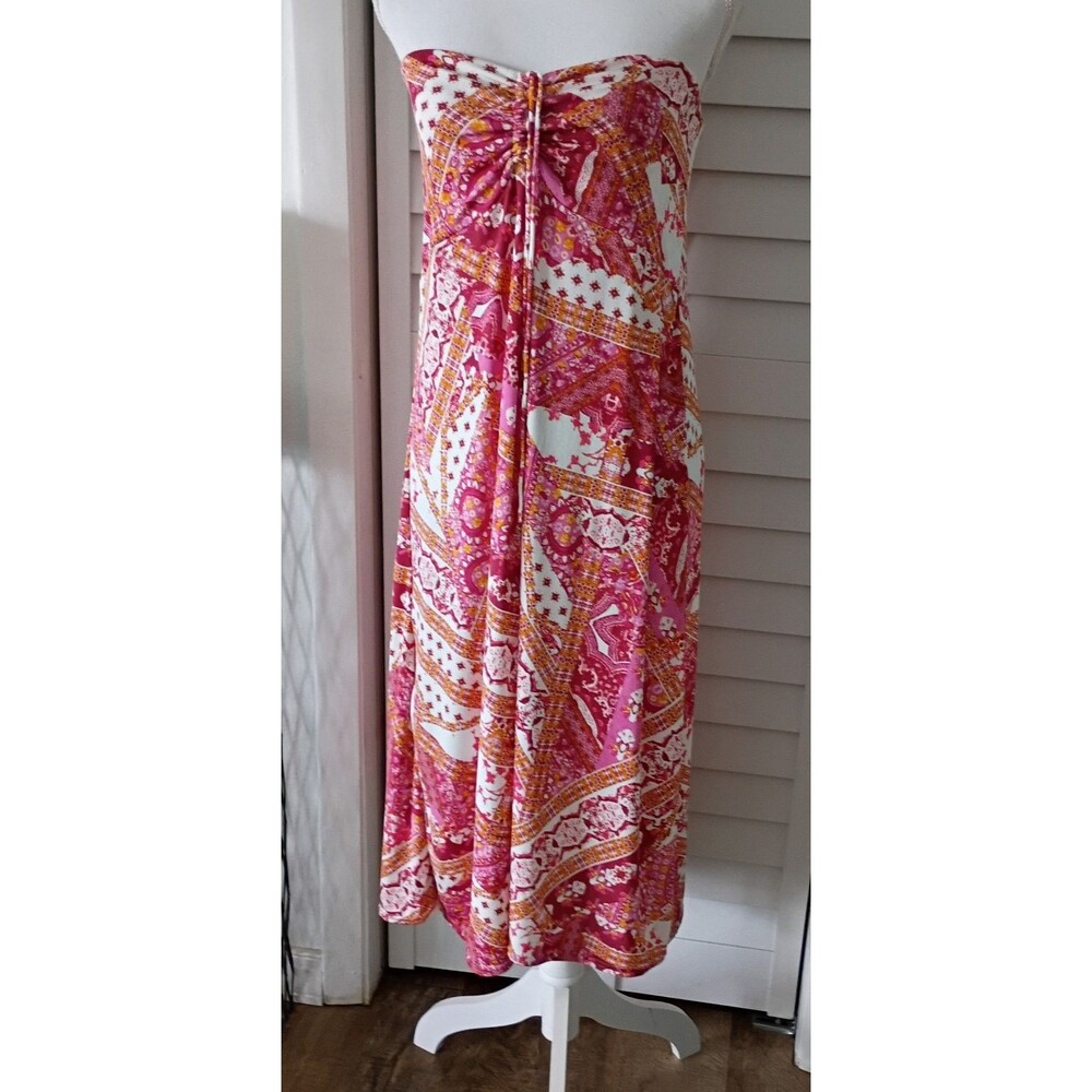 Free People Strapless or Halter women's pink boho print convertible dress M